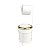 Kit Suporte Porta Papel Higiênico Lixeira 5L Cesto Lixo Tampa Basculante Redonda Banheiro Branco Dourado - AMZ - Imagem 1