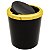 Kit Suporte Porta Papel Higiênico Lixeira 5L Cesto Lixo Tampa Basculante Redonda Banheiro Preto Dourado - AMZ - Imagem 2