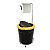 Kit Suporte Porta Papel Higiênico Lixeira 5L Cesto Lixo Tampa Basculante Redonda Banheiro Preto Dourado - AMZ - Imagem 1