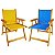 Kit 2 Cadeira De Madeira Dobrável Para Lazer Jardim Praia Piscina Camping Amarelo E Azul - AMZ - Amarelo e Azul - Imagem 1