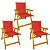 Kit 3 Cadeira De Madeira Dobrável Para Lazer Jardim Praia Piscina Camping Vermelho - AMZ - Vermelho - Imagem 1