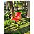Cadeira De Madeira Dobrável Para Lazer Jardim Praia Piscina Camping Vermelho - AMZ - Vermelho - Imagem 2