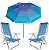 Kit Guarda Sol 2,2m Articulado Cancun Azul Cadeira 8 Posições Alumínio Sannet Praia Piscina Camping - Azul - Imagem 1