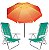 Kit Guarda Sol 2,2m Articulado Cancun Laranja Cadeira 8 Posições Alumínio Sannet Praia Piscina Camping - Verde - Imagem 1