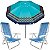 Kit Guarda Sol 2,4m Articulado Ibiza Turquesa Cadeira 8 Posições Alumínio Sannet Praia Piscina Camping - Azul - Imagem 1