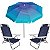 Kit Guarda Sol 2,2m Articulado Cancun Cadeira Reclinável Summer 6 Posições Alumínio Praia Jardim Camping Piscina - Azul - Imagem 1