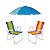 Kit 2 Cadeira de Praia Alta Alumínio + Guarda Sol 1,80 Metros Aço - Mor - Azul Sort - Imagem 1