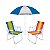 Kit 2 Cadeira de Praia Alta Alumínio + Guarda Sol 1,80 Metros Aço - Mor - Azul - Imagem 1