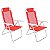 Kit 2 Cadeira De Praia Reclinável Sannet 4 Posições Alumínio Camping Piscina Vermelha - Belfix - Vermelho - Imagem 1