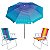 Kit Guarda Sol 2,2m Articulado Cancun Azul 2 Cadeira Alta Alumínio Praia Piscina Camping - Tobee - Imagem 1