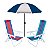 Kit Guarda Sol 1,8m Fashion 2 Cadeira Reclinável 8 Posições Aço Praia Camping Piscina - Mor - Azul Marinho - Imagem 1
