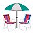Kit Guarda Sol 1,8m Fashion 2 Cadeira Alta Aço Dobrável Praia Camping Piscina - Mor - Verde - Imagem 1