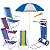 Kit Praia Guarda Sol 1,8m Carrinho Com Avanço 4 Cadeira Reclinável Alumínio 8 Posições Saca Areia - Mor - Azul Sort - Imagem 1