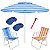 Kit Praia 2 Cadeira Alta Guarda Sol 2,4m Azul 2 Mesa Portátil Saca Areia Pressão - Belfix - Imagem 1