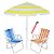 Kit Praia 2 Cadeira Alta Guarda Sol 2,4m Bagum Sortido Saca Areia Pressão - Belfix - Amarelo - Imagem 1
