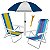 Kit Praia 2 Cadeira Reclinável 8 Posições Alumínio + Guarda Sol 1,8m + Saca Areia - Mor - Azul Marinho - Imagem 1