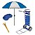 Kit Carrinho De Praia Com Avanço + Mesa Portatil  + Guarda Sol + Saca Areia - Mor - Azul - Imagem 1