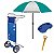 Kit Carrinho De Praia + Guarda Sol + Saca Areia + Mesa Portátil - Mor - Verde - Imagem 1