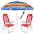 Kit Praia 2 Cadeira Prosa Vermelha Guarda Sol 2,4m Rainbow Saca Areia Pressão - Belfix - Sort1 - Imagem 1