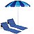 Kit Guarda Sol Sky 2,20m Articulado Alumínio Espreguiçadeira Ajustável Dobrável Com Alça Bolso Azul - Tobee - Imagem 1
