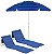 Kit Guarda Sol 2,4m Alumínio Articulado Azul Espreguiçadeira Ajustável Dobrável Com Alça Bolso Azul - Tobee - Imagem 1