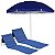 Kit Guarda Sol 2,6m Alumínio Articulado Espreguiçadeira Ajustável Dobrável Com Alça Bolso Azul - Tobee - Imagem 1