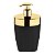 Kit Dispenser Sabonete Suporte Escova Dente Porta Algodão Banheiro Preto Dourado - Future - Imagem 4