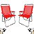 Kit 2 Cadeira De Praia King Oversize Alumínio Até 140Kg 2 Porta Copos Térmico Lata Isopor Dobrável - Zaka - Vermelho - Imagem 1