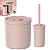 Kit Lixeira 6L Porta Escova Dente Sanitária Algodão Cotonete Dispenser Sabonete Bandeja Banheiro Rosa Fosco - Ou - Rosa - Imagem 2