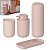 Kit Dispenser Porta Sabonete Líquido Suporte Escova Dente Algodão Bandeja Banheiro Rosa Fosco - Ou - Imagem 1