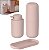 Kit Dispenser Porta Sabonete Líquido Suporte Escova Dente Algodão Bandeja Banheiro Rosa Fosco - Ou - Imagem 2