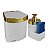 Kit Lixeira 2,5L Dispenser Porta Detergente Líquido Esponja Para Pia Cozinha Branco Dourado - Future - Branco - Imagem 1