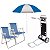 Kit Guarda Sol 1,8m Carrinho De Praia Com Avanço 2 Cadeira Alta Piscina Camping - Mor - Azul - Imagem 1