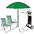 Kit Guarda Sol 1,8m Carrinho De Praia Com Avanço 2 Cadeira Alta Piscina Camping - Mor - Verde - Imagem 1