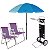 Kit Guarda Sol 1,8m Carrinho De Praia Simples 2 Cadeira Alta Piscina Camping - Mor - Lilás - Imagem 1