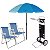 Kit Guarda Sol 1,8m Carrinho De Praia Simples 2 Cadeira Alta Piscina Camping - Mor - Azul - Imagem 1