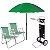Kit Guarda Sol 1,8m Carrinho De Praia Simples 2 Cadeira Alta Piscina Camping - Mor - Verde - Imagem 1