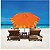 Kit Ombrelone Guarda Sol 2,4m Sombreiro Alumínio Malibu Beach Com Base Plástica Branca - Tobee - Laranja - Imagem 3