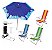 Kit Guarda Sol Ombrelone 2,4m Azul Carrinho Praia Avanço 3 Cadeira Reclinável 4 Posições Saca Areia - Tobee - Imagem 1