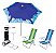 Kit Guarda Sol Ombrelone 2,4m Azul Carrinho Praia Avanço 2 Cadeira Reclinável 4 Posições Saca Areia - Tobee - Imagem 1