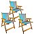 Kit 3 Cadeira De Madeira Dobrável Para Lazer Jardim Praia Piscina Camping Azul Com Cinza - AMZ - Imagem 1