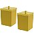 Kit 2 Lixeira Quadrada 6,5 Litros Cesto De Lixo Dourado Para Banheiro Pia Cozinha - Future - Imagem 1
