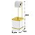 Kit 2 Suporte Porta Papel Higiênico Com Lixeira Quadrada 6,5L Banheiro Branco Dourado - 1632BCD Future - Imagem 4