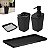 Kit Dispenser Porta Escova Creme Dental Saboneteira Com Bandeja Banheiro New Square Preto - 99010/2008 Coza - Imagem 1