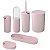 Kit Lixeira 5L Porta Escova Sanitária Dispenser Bandeja Saboneteira Banheiro Serene Rosa - 99417/2537 Coza - Imagem 1