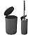 Kit Lixeira 5L Porta Escova Sanitária Dispenser Bandeja Saboneteira Banheiro Serene Chumbo - 99417/2537 Coza - Imagem 2