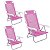 Kit 3 Cadeira Reclinável Sunny 6 Posições Em Alumíno Para Praia Piscina Camping Rosa - 063010 Belfix - Imagem 1