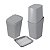 Kit Banheiro Porta Cotonete Escova Saboneteira New Square Cinza - Coza - Imagem 1