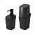 Kit Banheiro Porta Cotonete Dispenser Sabonete Líquido  New Square Preto - Coza - Imagem 1