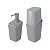 Kit Banheiro Porta Cotonete Dispenser Sabonete Líquido New Square Cinza - Coza - Imagem 1